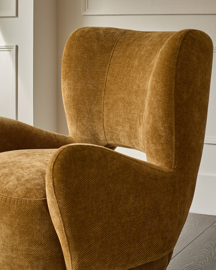 Evelyn ochre chenille occasional chair