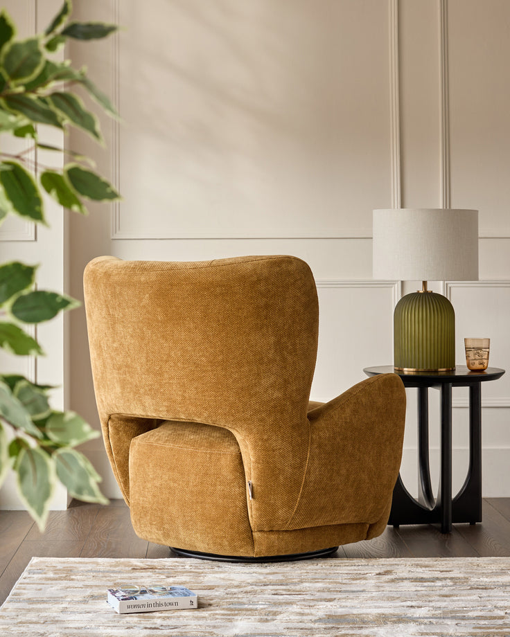 Evelyn ochre chenille occasional chair