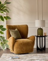 Evelyn ochre chenille occasional chair