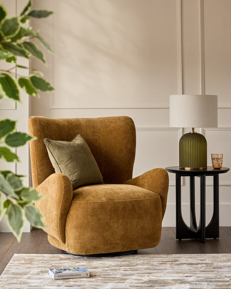 Evelyn ochre chenille occasional chair