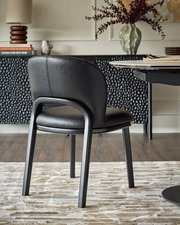 Fio black leather dining chair - set of 2