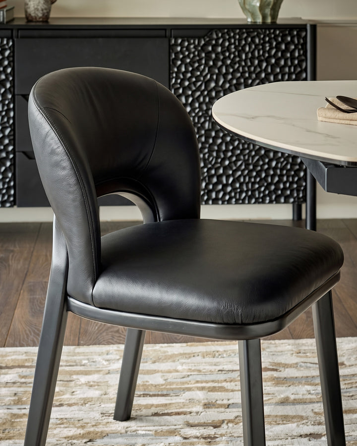 Fio black leather dining chair - set of 2