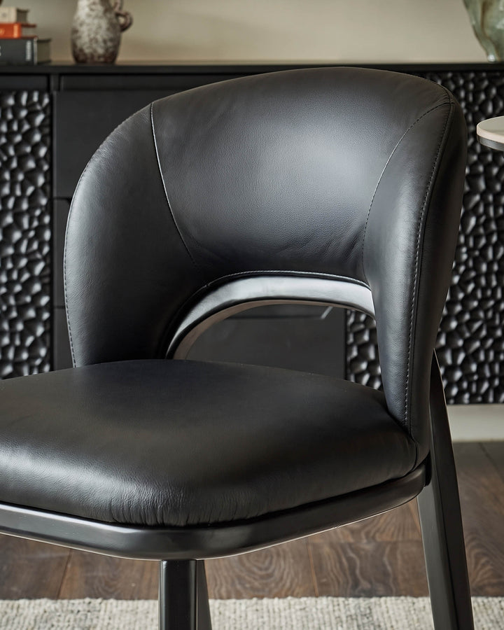 Fio black leather dining chair - set of 2