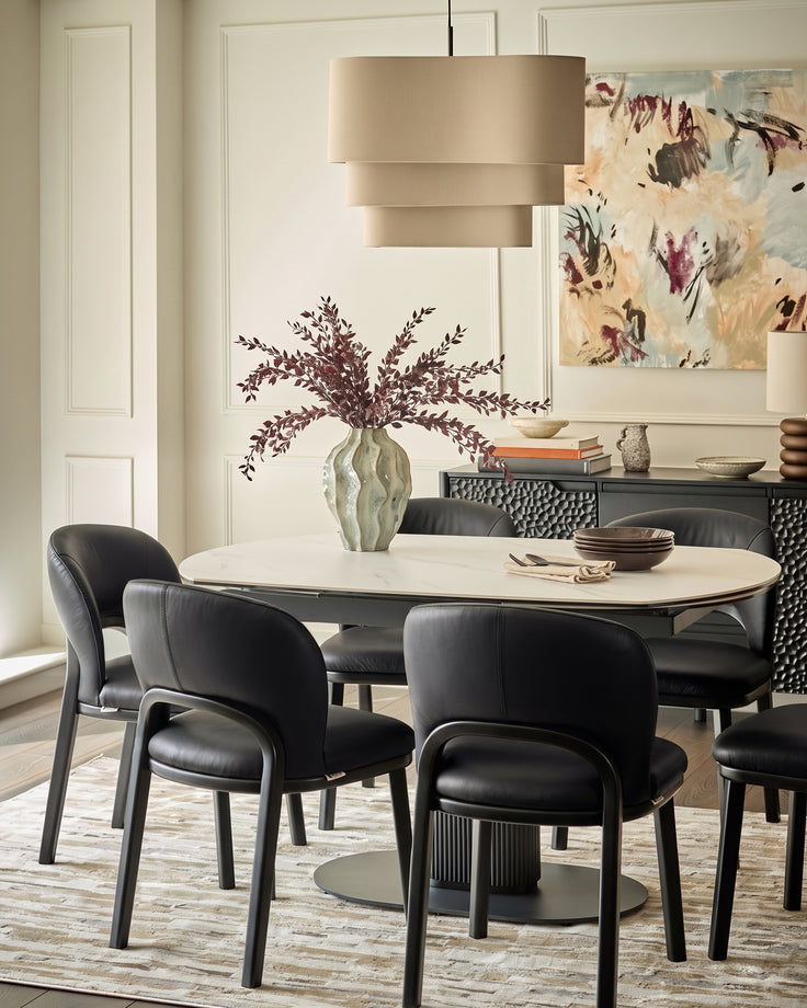 Fio black leather dining chair - set of 2