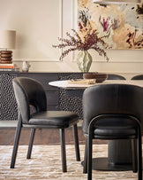 Fio black leather dining chair - set of 2
