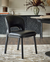 Fio black leather dining chair - set of 2