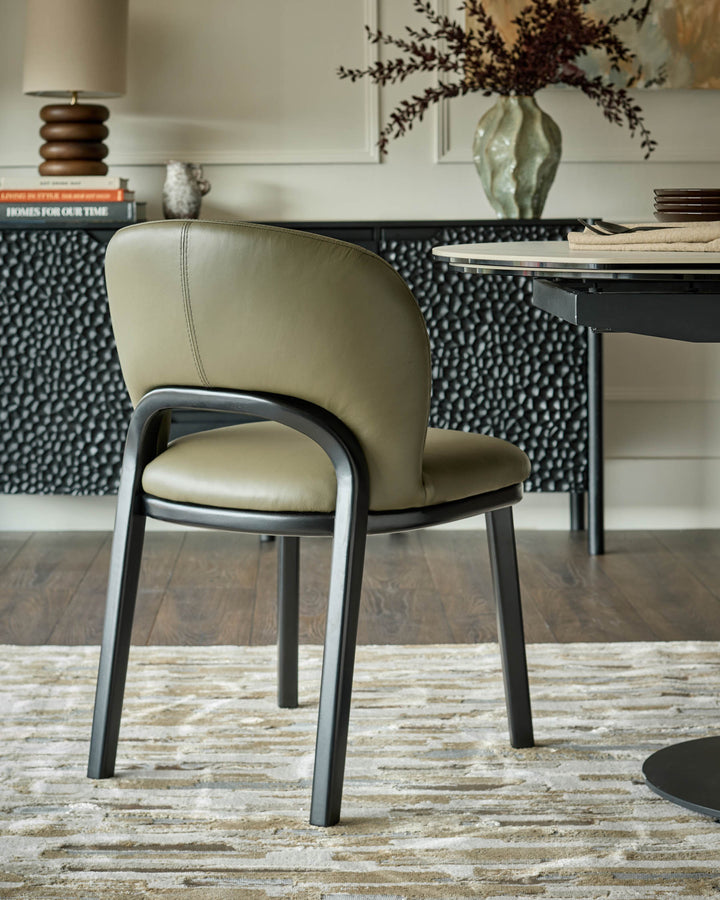 Fio olive green leather dining chair - set of 2
