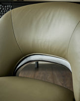 Fio olive green leather dining chair - set of 2