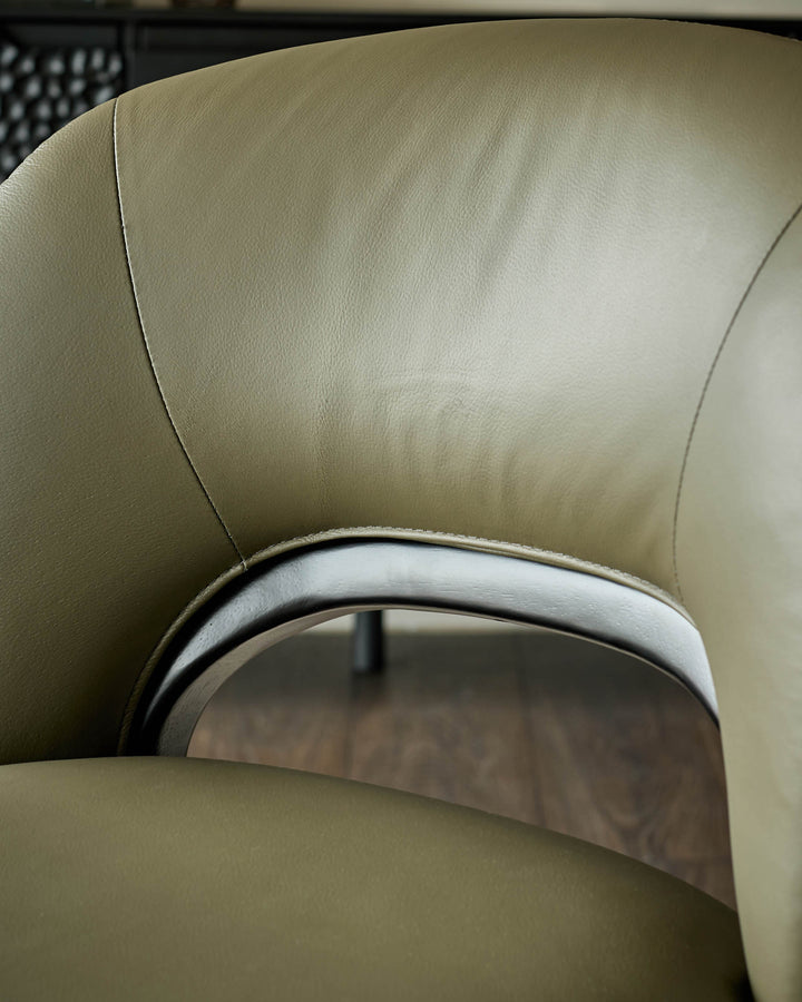 Fio olive green leather dining chair - set of 2