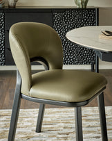 Fio olive green leather dining chair - set of 2