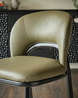 Fio olive green leather dining chair - set of 2