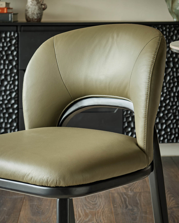Fio olive green leather dining chair - set of 2