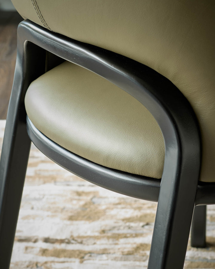 Fio olive green leather dining chair - set of 2