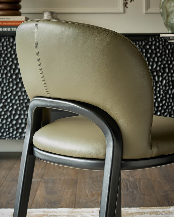 Fio olive green leather dining chair - set of 2