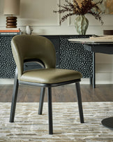 Fio olive green leather dining chair - set of 2