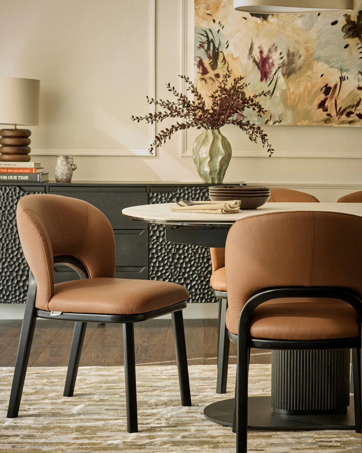 Fio tan leather dining chair - set of 2