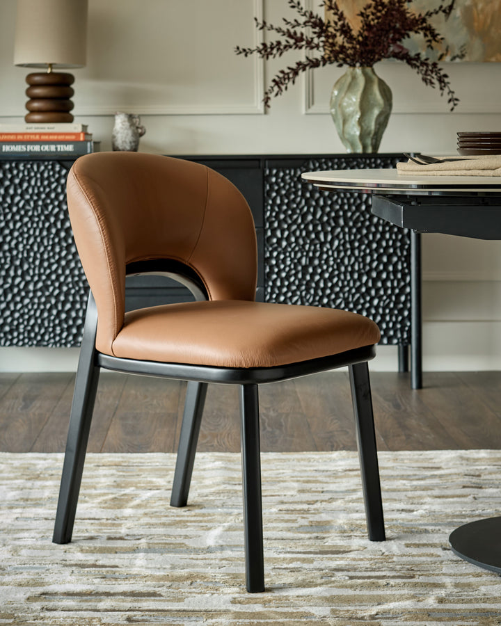 Fio tan leather dining chair - set of 2