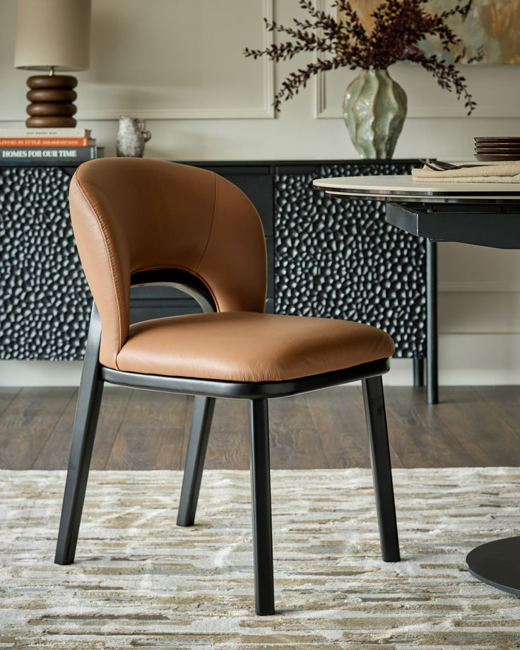Fio tan leather dining chair - set of 2