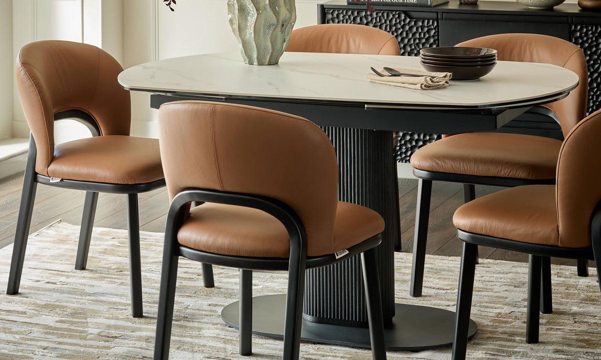 Fio tan leather dining chair - set of 2