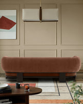 Florence apricot chenille with dark wood 3 seater sofa