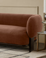 Florence apricot chenille with dark wood 3 seater sofa