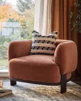 Florence apricot chenille dark wood armchair