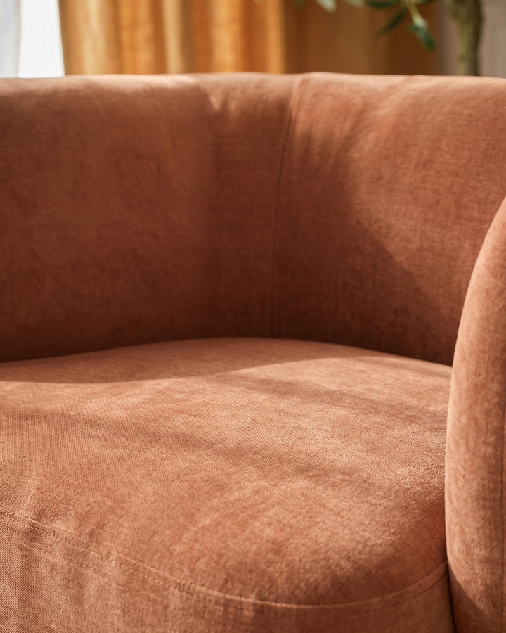 Florence apricot chenille dark wood armchair