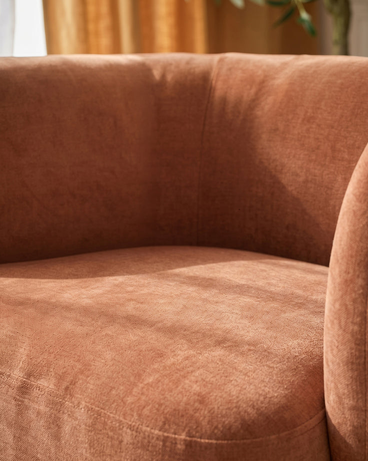 Florence apricot chenille dark wood armchair