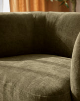Florence olive green chenille dark wood armchair