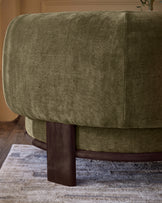 Florence olive green chenille dark wood armchair