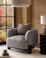 Florence dark chocolate fabric dark wood armchair