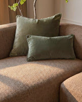 Florence mocha fabric with dark wood left hand facing chaise sofa