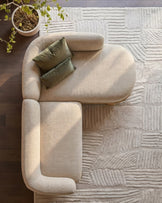 Florence natural fabric with light wood right hand facing chaise sofa