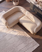 Florence natural fabric with light wood left hand facing small corner sofa