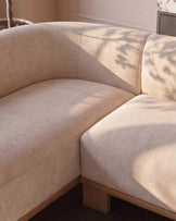 Florence natural fabric with light wood left hand facing small corner sofa