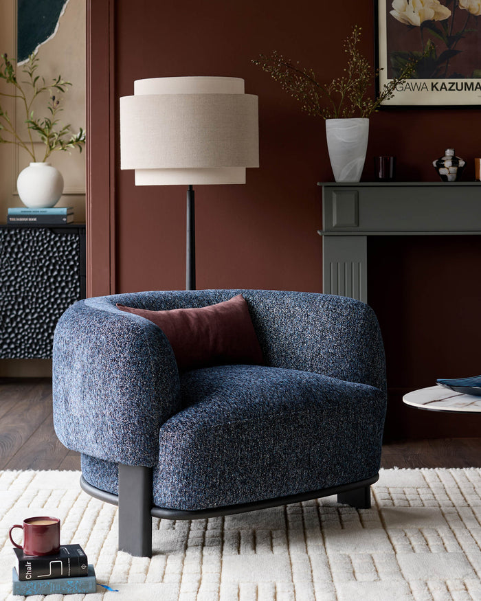 Florence navy mosaic chenille armchair