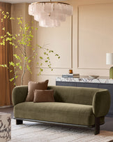 Florence olive green fabric 2 seater sofa