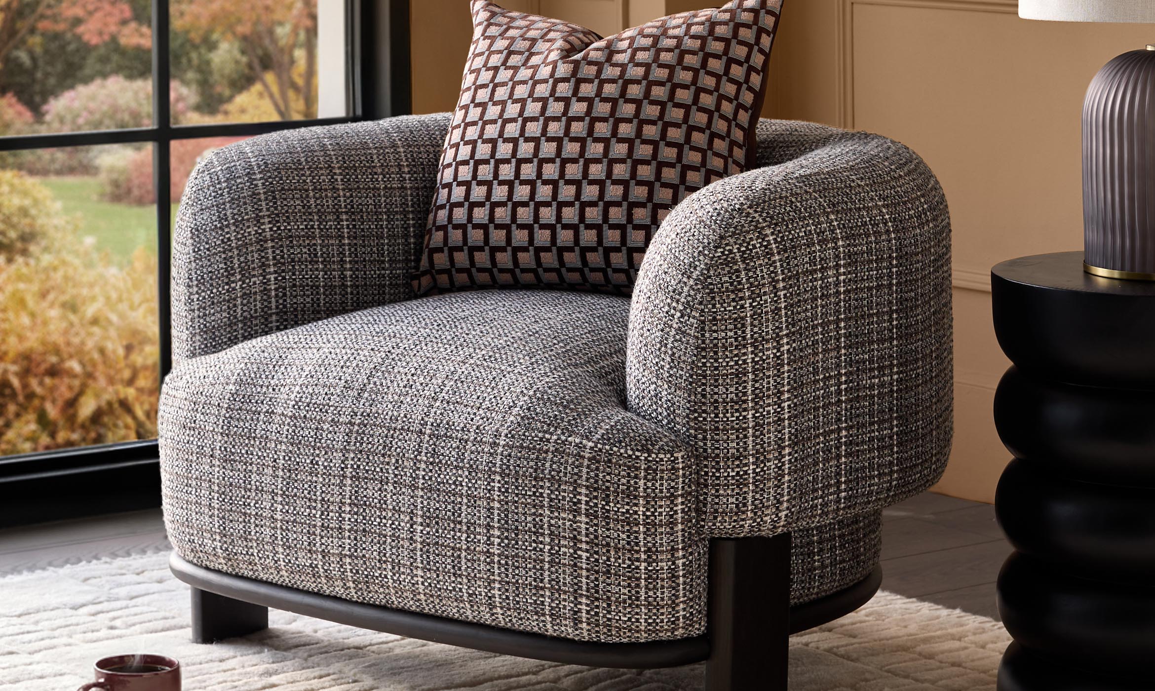 Florence dark chocolate fabric dark wood armchair