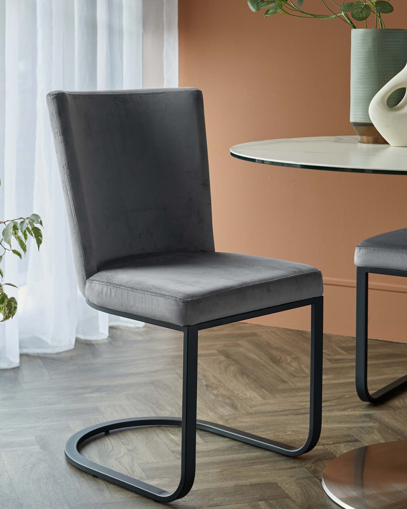 Form Dark Grey Velvet Dining Chair - Set Of 2