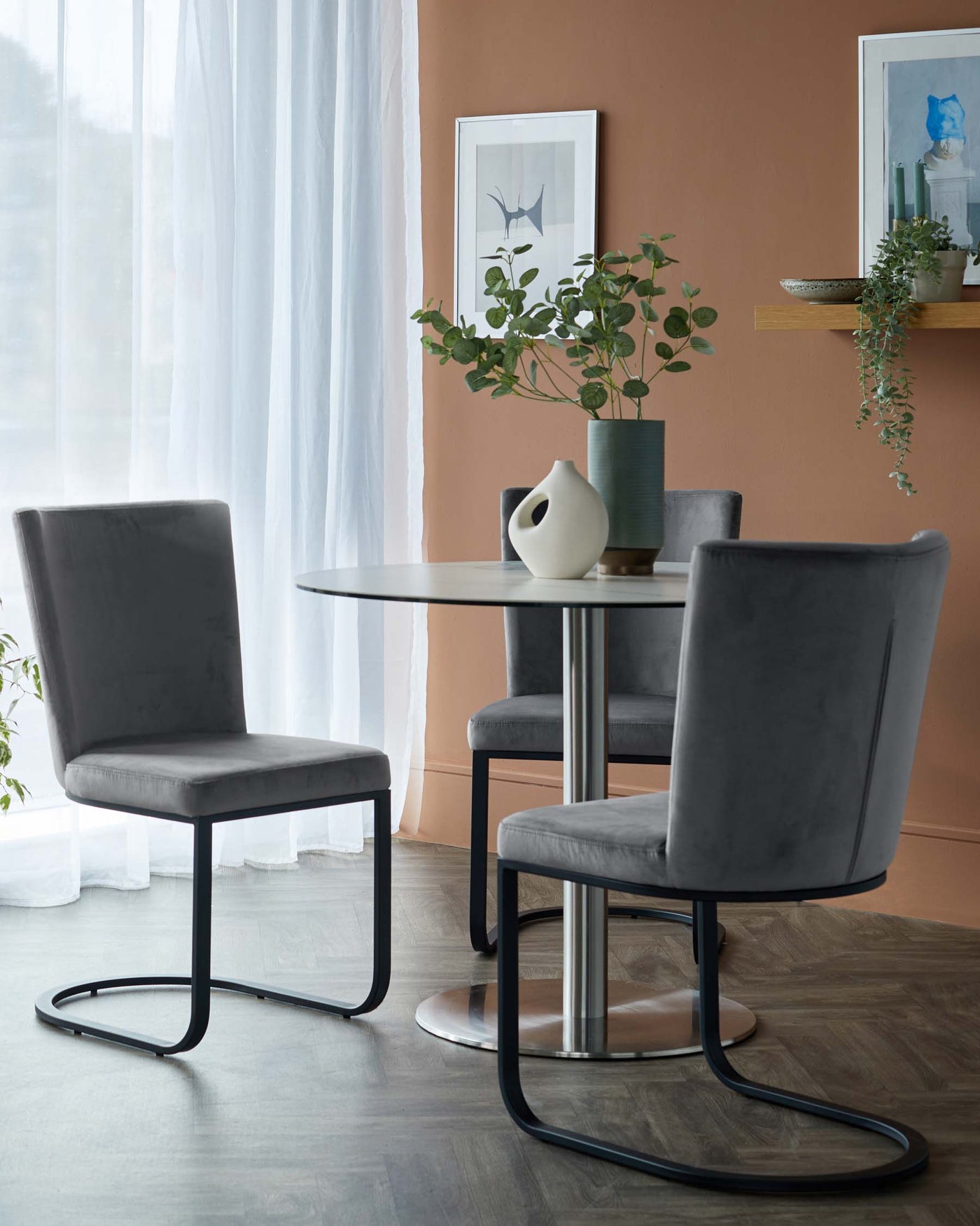 Form Dark Grey Velvet Dining Chair - Set Of 2