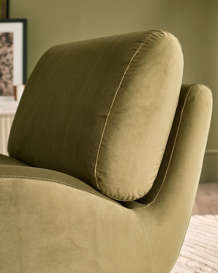 Frances olive green velvet swivel accent chair