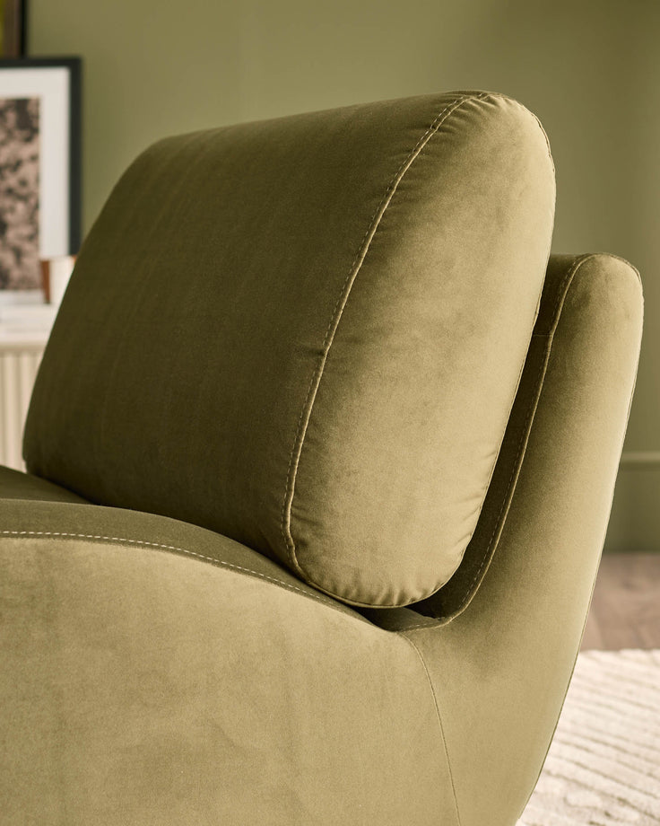 Frances olive green velvet swivel accent chair