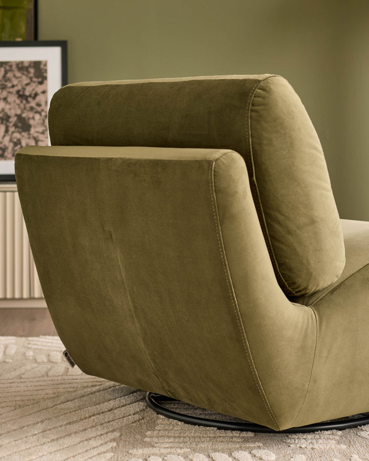 Frances olive green velvet swivel accent chair
