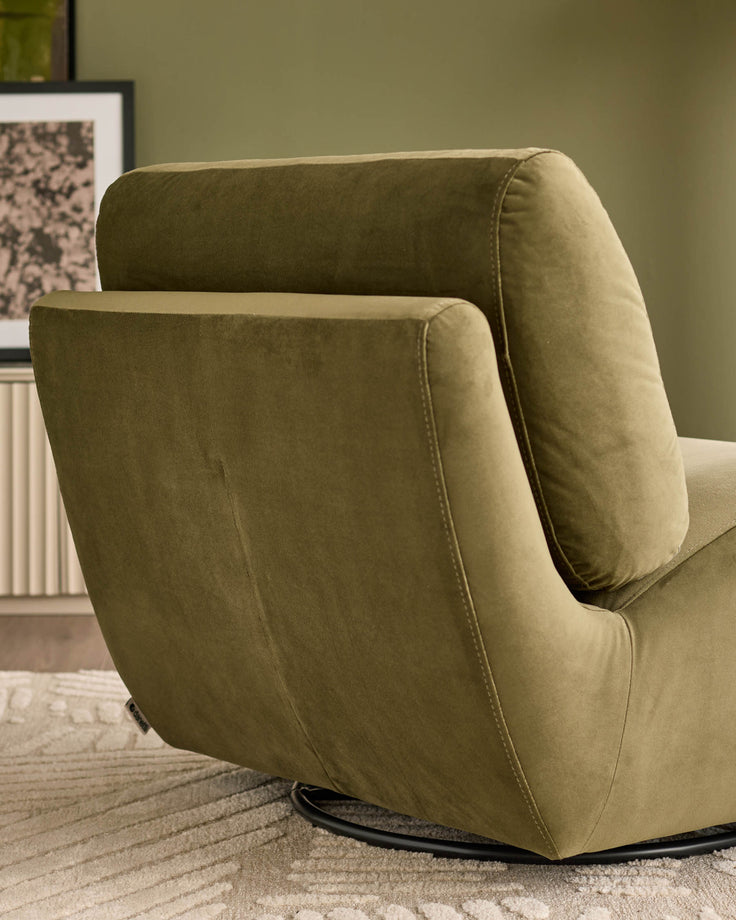 Frances olive green velvet swivel accent chair