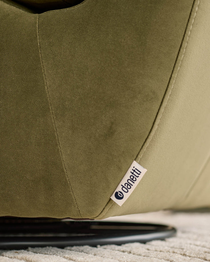 Frances olive green velvet swivel accent chair