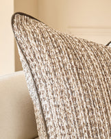 Franco large cushion in chocolate brown textured weave, displayed at an angle showing its ribbed surface detail.