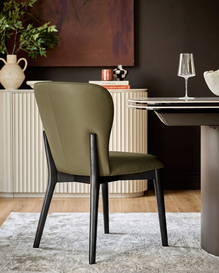 Franco olive green leather dining chair - set of 2