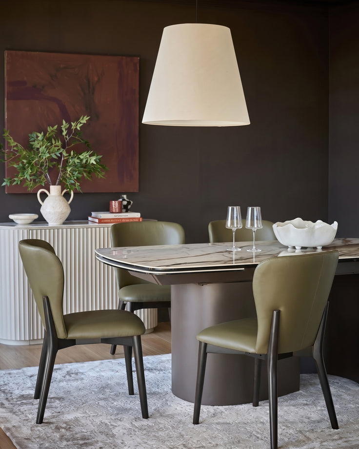 Franco olive green leather dining chair - set of 2