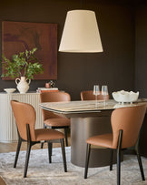 Franco tan leather dining chair - set of 2
