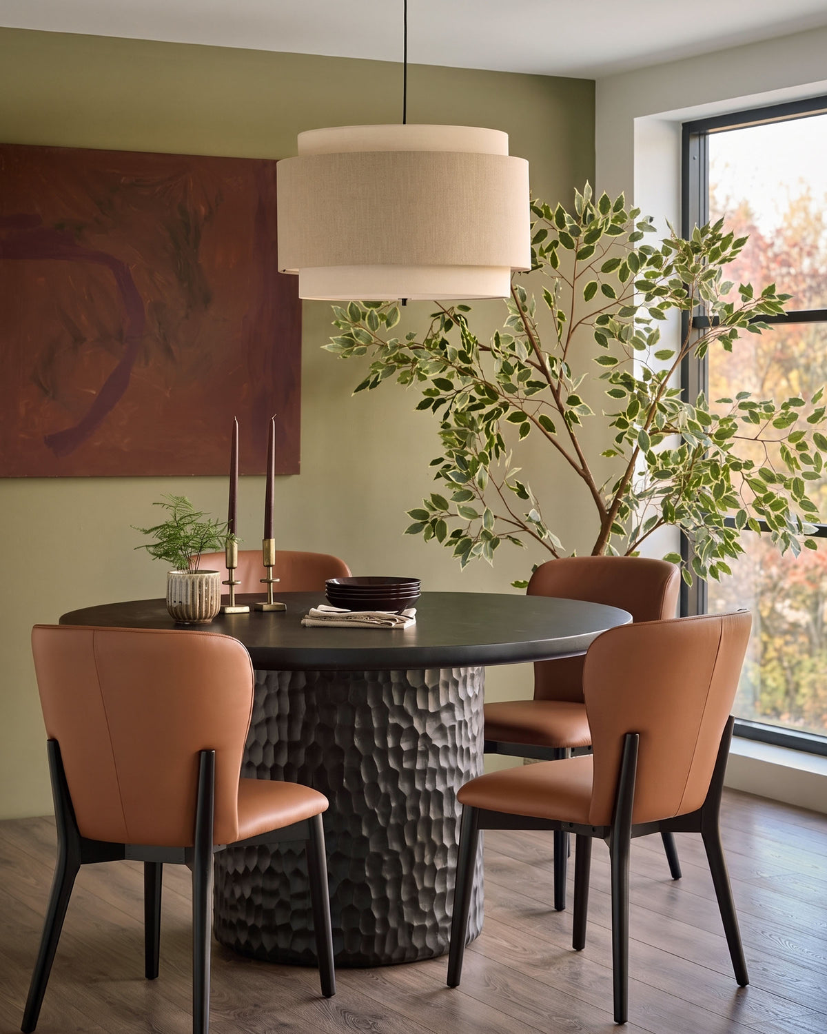 Franco tan leather dining chair - set of 2